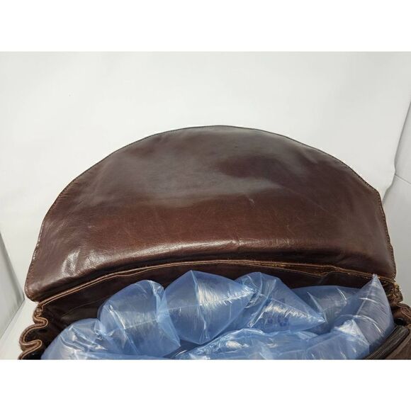 VITTORIO RICCI HAND MADE ITALY BROWN LEATHER COW HIDE PURSE TOTE LARGE 18" X 9" - Picture 6 of 10